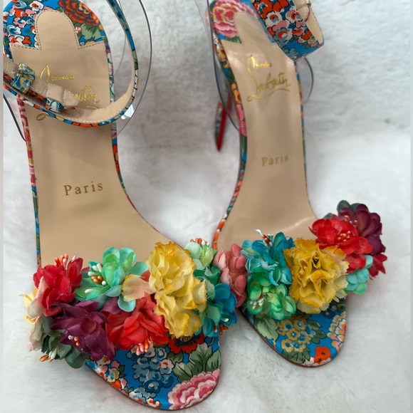 Christian Louboutin ARIELITA Floral Heel Size 38.5 - Picture 7 of 11